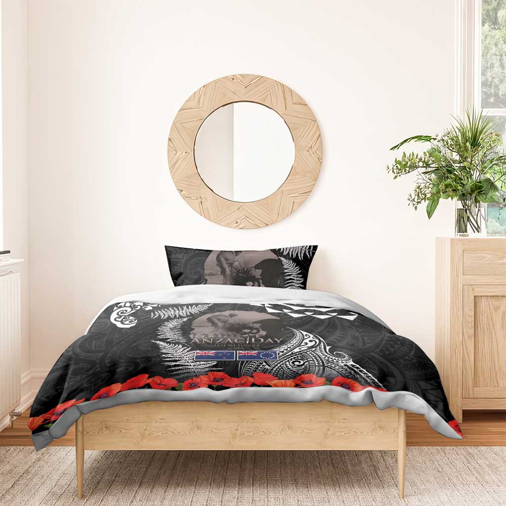 New Zealand and Cook Islands ANZAC Day Bedding Set Gallipoli Lest We Forget Tatau Art Tribal and Maori Tattoo with Fern LT03 - Polynesian Pride