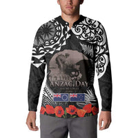 New Zealand and Cook Islands ANZAC Day Button Sweatshirt Gallipoli Lest We Forget Tatau Art Tribal and Maori Tattoo with Fern LT03 - Polynesian Pride