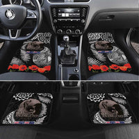 New Zealand and Cook Islands ANZAC Day Car Mats Gallipoli Lest We Forget Tatau Art Tribal and Maori Tattoo with Fern LT03 Set 4pcs Black - Polynesian Pride