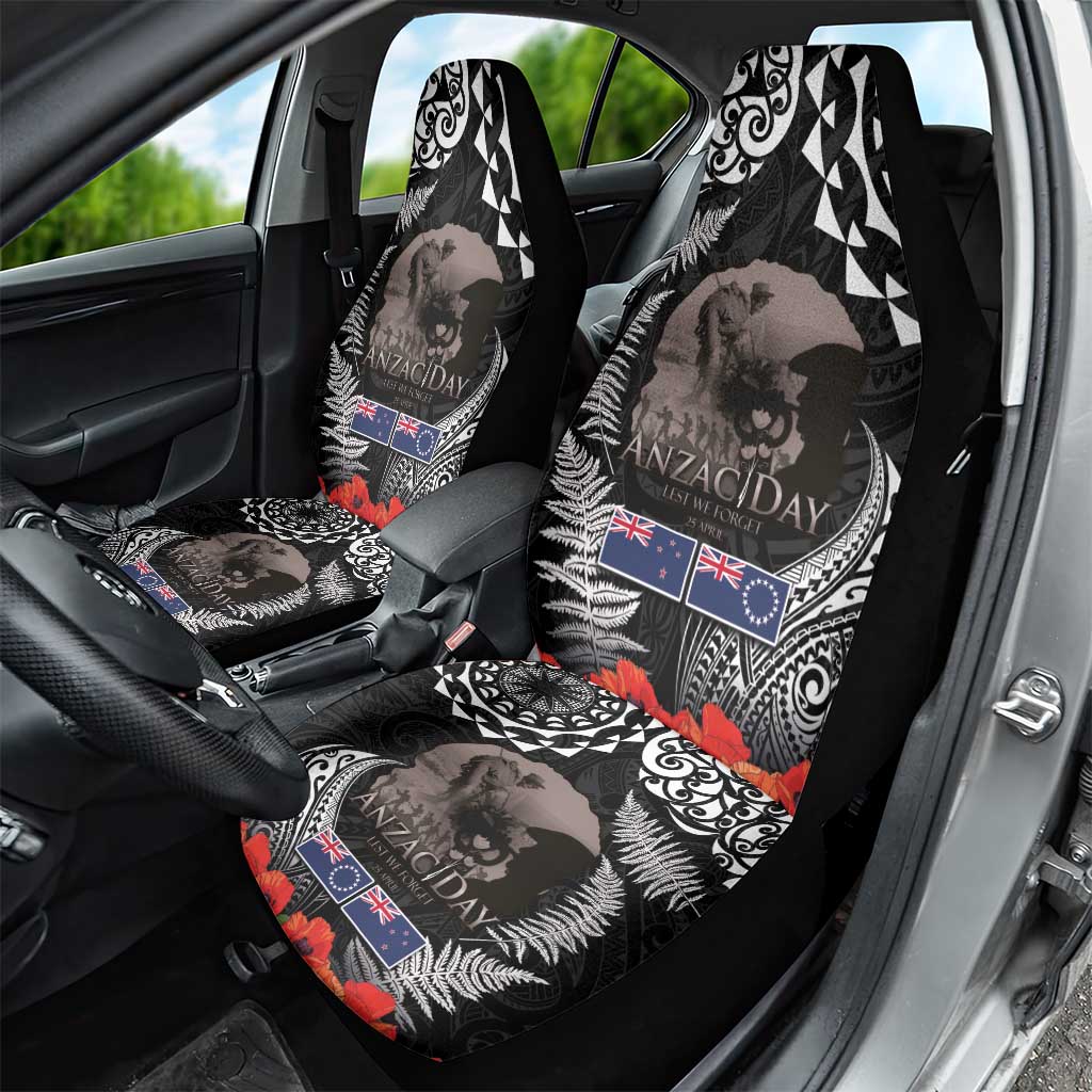 New Zealand and Cook Islands ANZAC Day Car Seat Cover Gallipoli Lest We Forget Tatau Art Tribal and Maori Tattoo with Fern LT03 - Polynesian Pride
