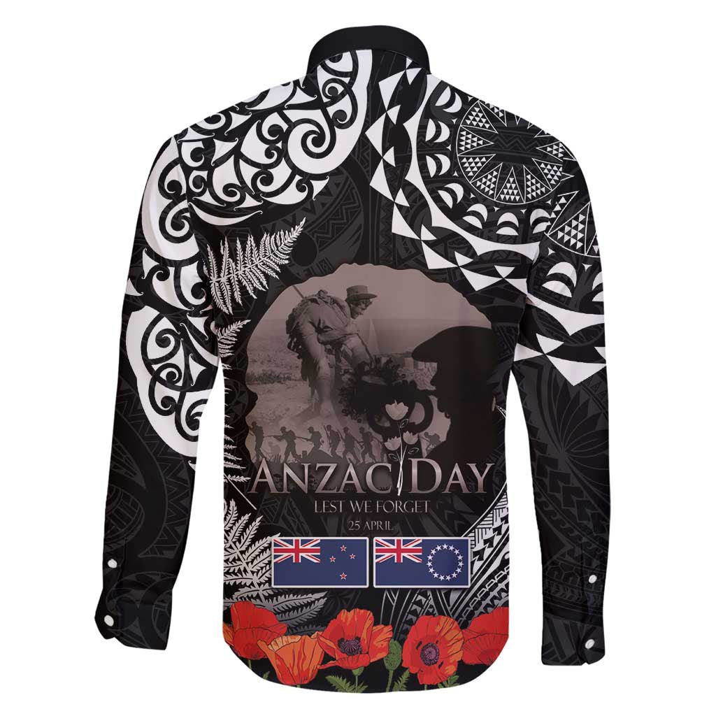 New Zealand and Cook Islands ANZAC Day Family Matching Short Sleeve Bodycon Dress and Hawaiian Shirt Gallipoli Lest We Forget Tatau Art Tribal and Maori Tattoo with Fern LT03 - Polynesian Pride