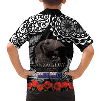 New Zealand and Cook Islands ANZAC Day Family Matching Tank Maxi Dress and Hawaiian Shirt Gallipoli Lest We Forget Tatau Art Tribal and Maori Tattoo with Fern LT03 - Polynesian Pride
