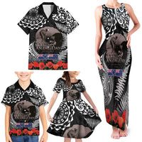New Zealand and Cook Islands ANZAC Day Family Matching Tank Maxi Dress and Hawaiian Shirt Gallipoli Lest We Forget Tatau Art Tribal and Maori Tattoo with Fern LT03 - Polynesian Pride
