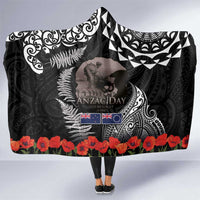 New Zealand and Cook Islands ANZAC Day Hooded Blanket Gallipoli Lest We Forget Tatau Art Tribal and Maori Tattoo with Fern LT03 One Size Black - Polynesian Pride