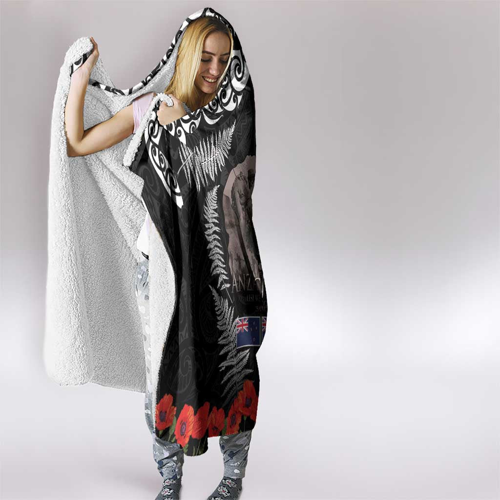 New Zealand and Cook Islands ANZAC Day Hooded Blanket Gallipoli Lest We Forget Tatau Art Tribal and Maori Tattoo with Fern LT03 - Polynesian Pride