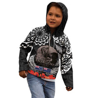 New Zealand and Cook Islands ANZAC Day Kid Hoodie Gallipoli Lest We Forget Tatau Art Tribal and Maori Tattoo with Fern LT03 - Polynesian Pride