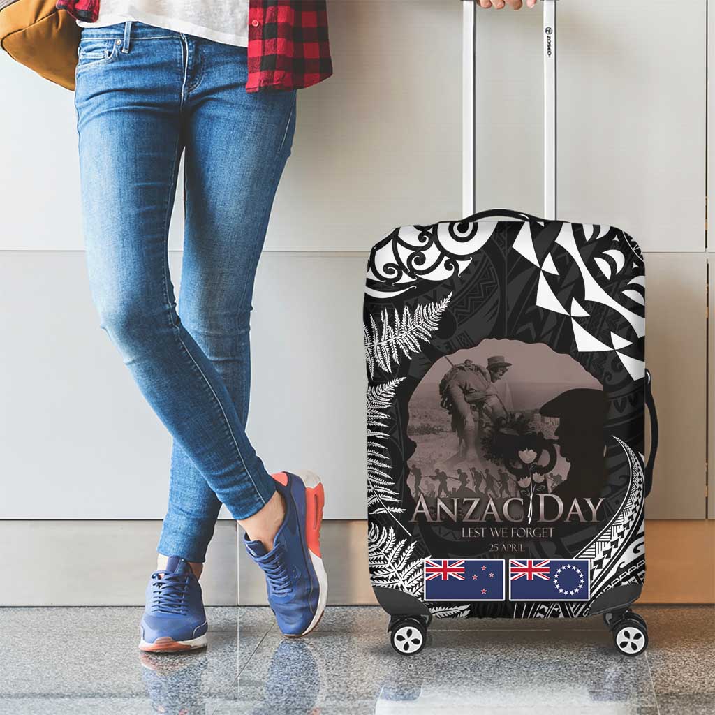 New Zealand and Cook Islands ANZAC Day Luggage Cover Gallipoli Lest We Forget Tatau Art Tribal and Maori Tattoo with Fern LT03 - Polynesian Pride