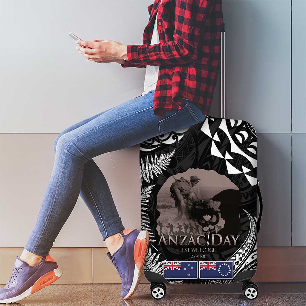 New Zealand and Cook Islands ANZAC Day Luggage Cover Gallipoli Lest We Forget Tatau Art Tribal and Maori Tattoo with Fern LT03 - Polynesian Pride