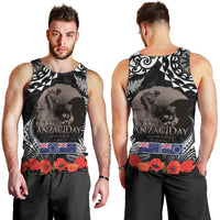 New Zealand and Cook Islands ANZAC Day Men Tank Top Gallipoli Lest We Forget Tatau Art Tribal and Maori Tattoo with Fern LT03 - Polynesian Pride
