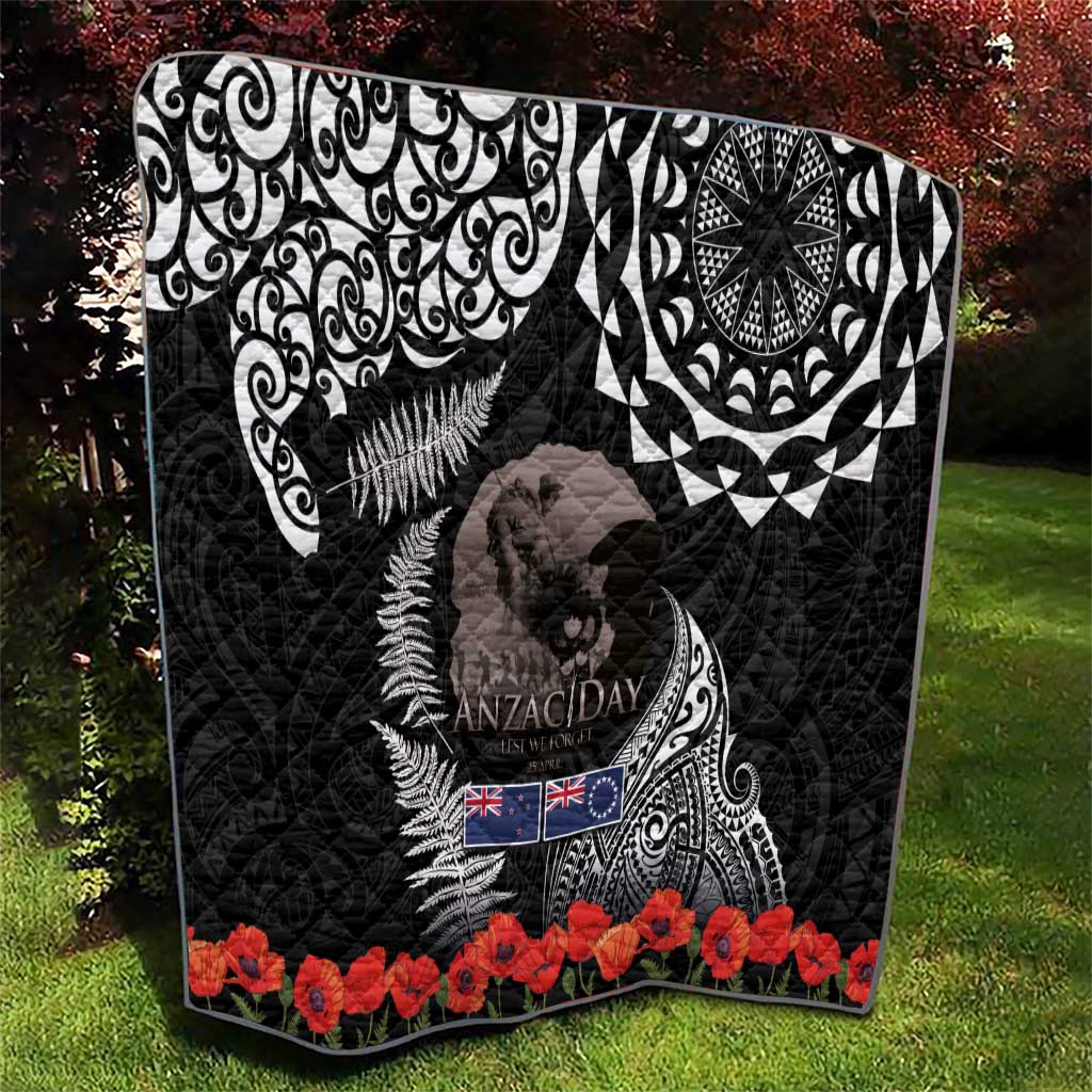 New Zealand and Cook Islands ANZAC Day Quilt Gallipoli Lest We Forget Tatau Art Tribal and Maori Tattoo with Fern LT03 - Polynesian Pride