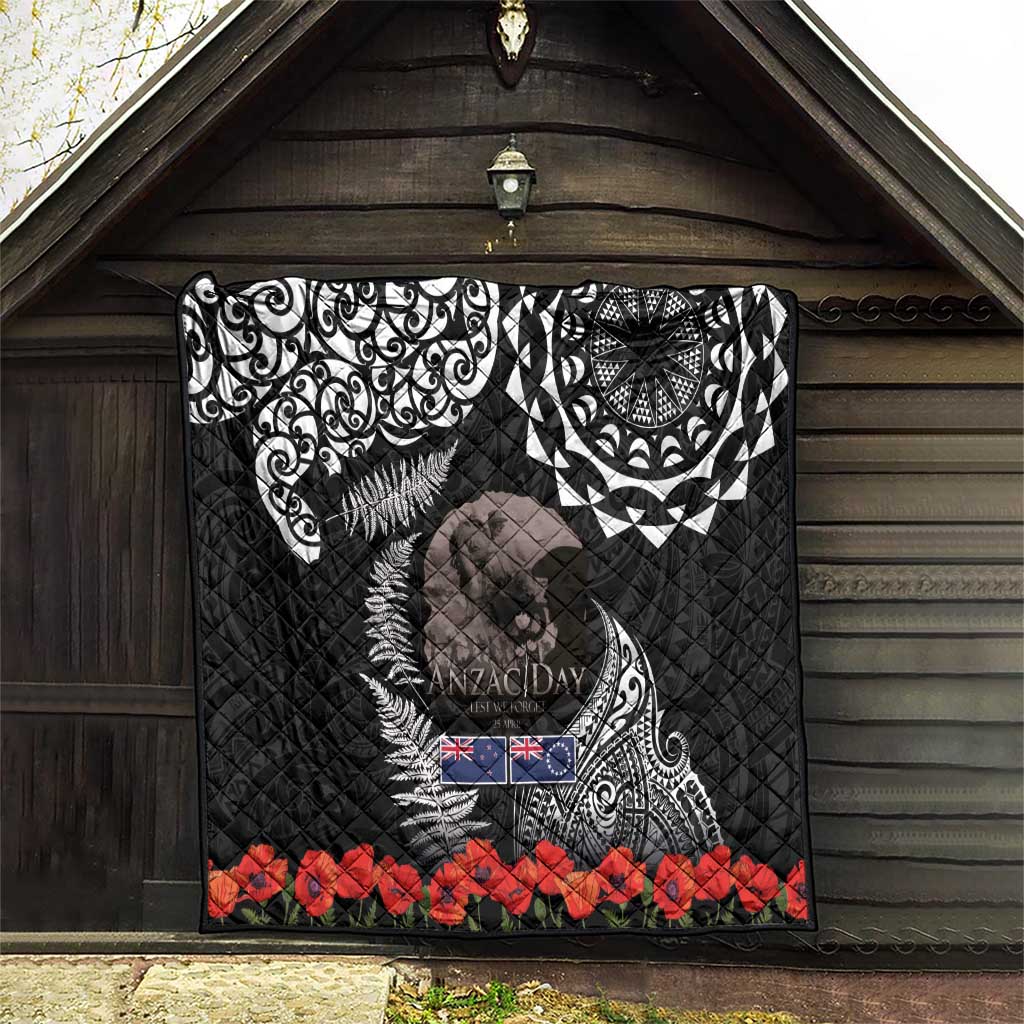 New Zealand and Cook Islands ANZAC Day Quilt Gallipoli Lest We Forget Tatau Art Tribal and Maori Tattoo with Fern LT03 - Polynesian Pride
