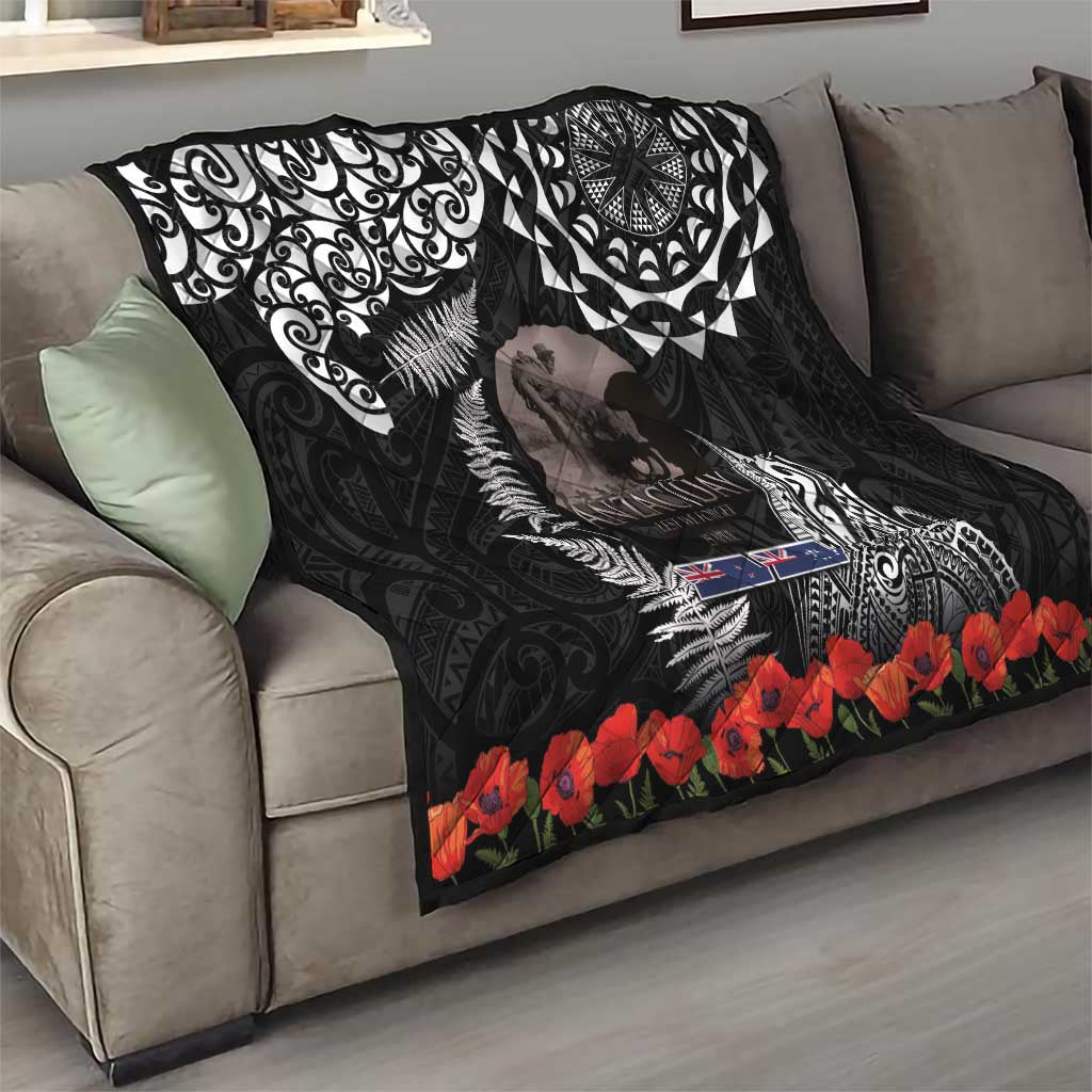 New Zealand and Cook Islands ANZAC Day Quilt Gallipoli Lest We Forget Tatau Art Tribal and Maori Tattoo with Fern LT03 - Polynesian Pride