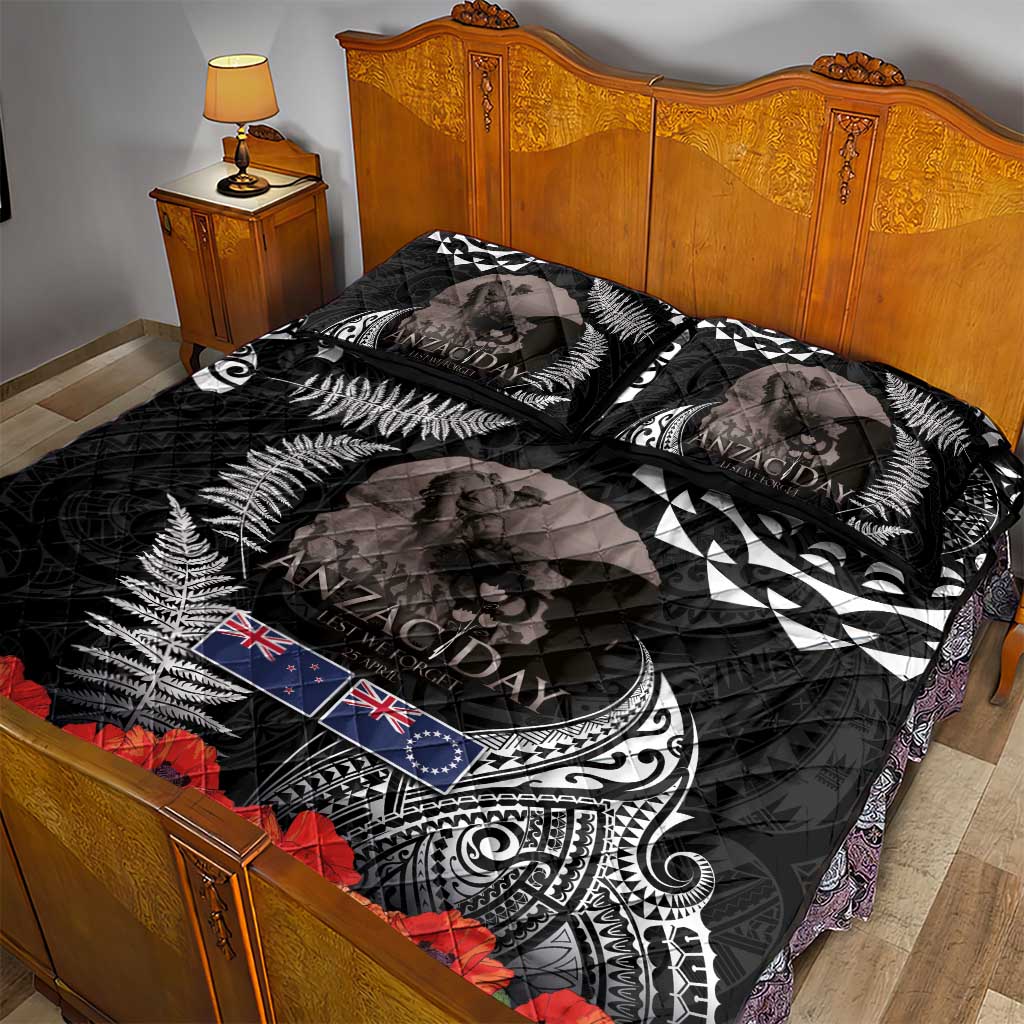 New Zealand and Cook Islands ANZAC Day Quilt Bed Set Gallipoli Lest We Forget Tatau Art Tribal and Maori Tattoo with Fern LT03 - Polynesian Pride