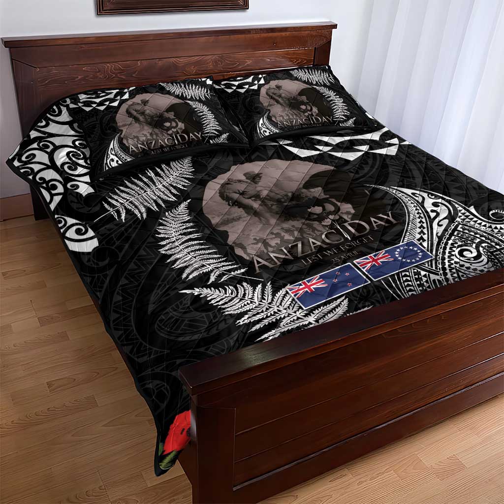 New Zealand and Cook Islands ANZAC Day Quilt Bed Set Gallipoli Lest We Forget Tatau Art Tribal and Maori Tattoo with Fern LT03 - Polynesian Pride