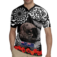 New Zealand and Cook Islands ANZAC Day Rugby Jersey Gallipoli Lest We Forget Tatau Art Tribal and Maori Tattoo with Fern LT03 - Polynesian Pride
