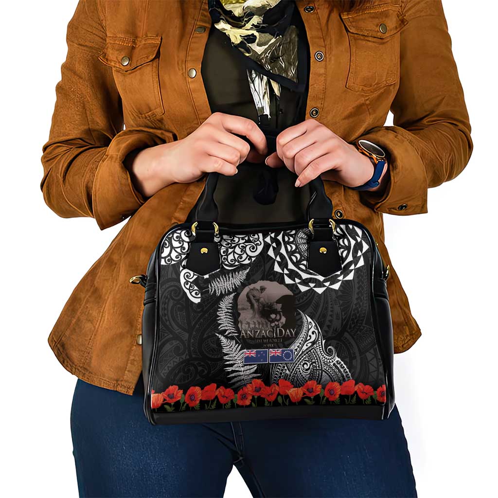 New Zealand and Cook Islands ANZAC Day Shoulder Handbag Gallipoli Lest We Forget Tatau Art Tribal and Maori Tattoo with Fern LT03 - Polynesian Pride