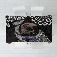 New Zealand and Cook Islands ANZAC Day Tablecloth Gallipoli Lest We Forget Tatau Art Tribal and Maori Tattoo with Fern LT03 Black - Polynesian Pride