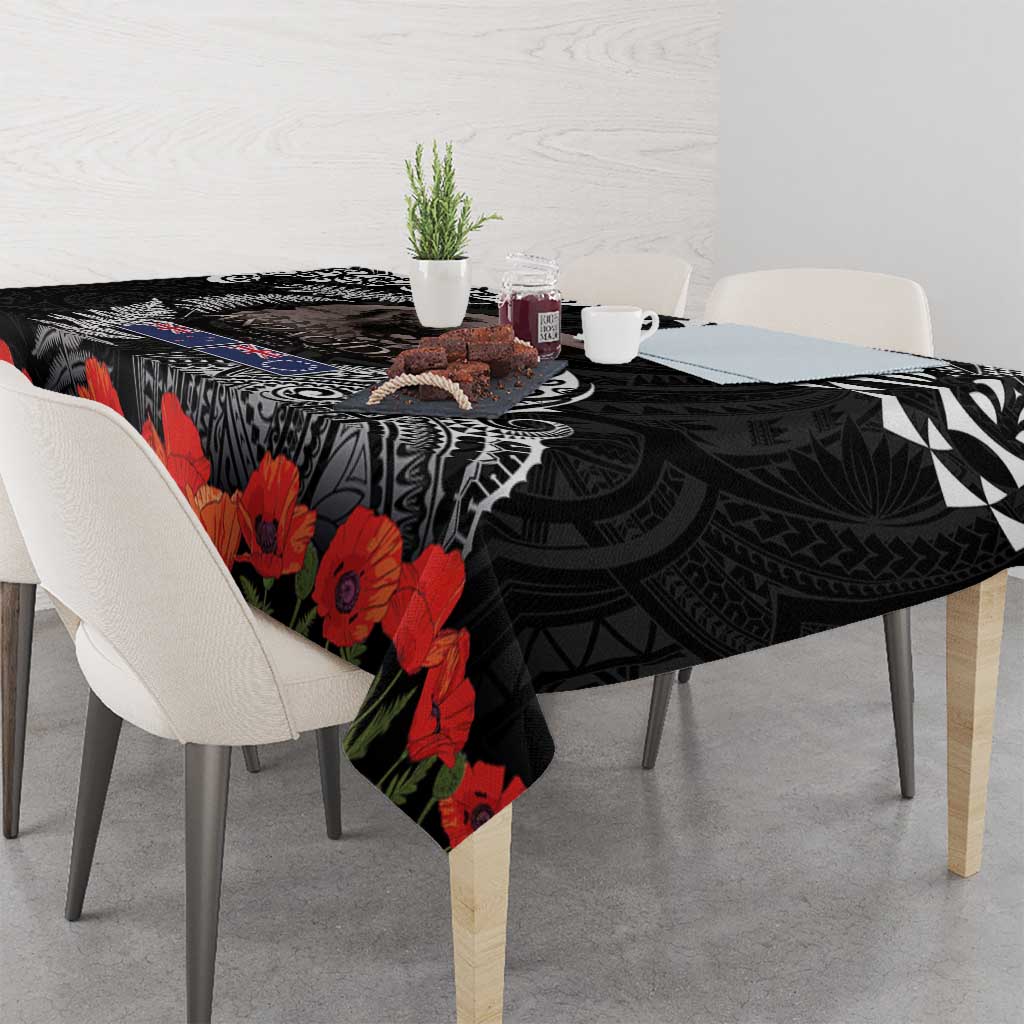 New Zealand and Cook Islands ANZAC Day Tablecloth Gallipoli Lest We Forget Tatau Art Tribal and Maori Tattoo with Fern LT03 - Polynesian Pride