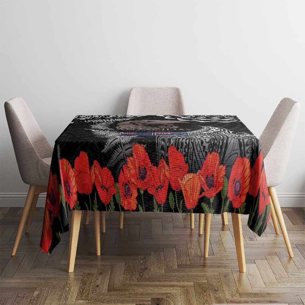 New Zealand and Cook Islands ANZAC Day Tablecloth Gallipoli Lest We Forget Tatau Art Tribal and Maori Tattoo with Fern LT03 - Polynesian Pride