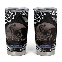 New Zealand and Cook Islands ANZAC Day Tumbler Cup Gallipoli Lest We Forget Tatau Art Tribal and Maori Tattoo with Fern LT03 Black - Polynesian Pride