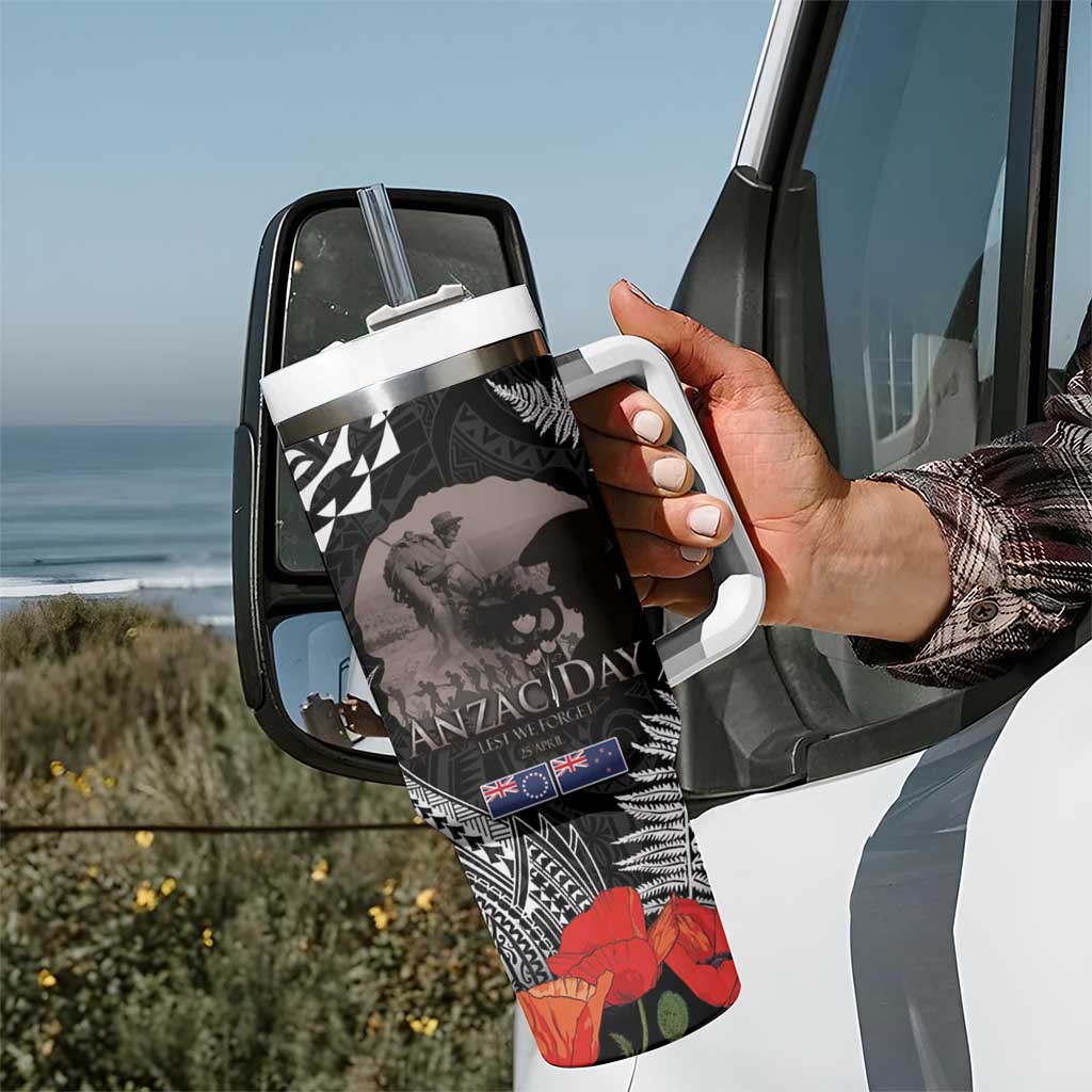 New Zealand and Cook Islands ANZAC Day Tumbler With Handle Gallipoli Lest We Forget Tatau Art Tribal and Maori Tattoo with Fern LT03 - Polynesian Pride
