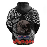 New Zealand and Cook Islands ANZAC Day Zip Hoodie Gallipoli Lest We Forget Tatau Art Tribal and Maori Tattoo with Fern LT03 - Polynesian Pride