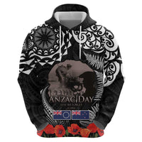 New Zealand and Cook Islands ANZAC Day Zip Hoodie Gallipoli Lest We Forget Tatau Art Tribal and Maori Tattoo with Fern LT03 - Polynesian Pride