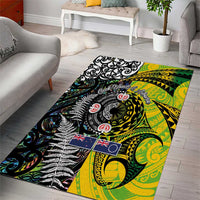 New Zealand and Cook Islands Together Area Rug Tatau Art Tribal Pattern-Maori Tattoo with Fern and Paua Shell LT03 - Polynesian Pride
