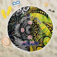 New Zealand and Cook Islands Together Beach Blanket Tatau Art Tribal Pattern-Maori Tattoo with Fern and Paua Shell LT03 One Size 150cm Art - Polynesian Pride