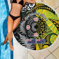 New Zealand and Cook Islands Together Beach Blanket Tatau Art Tribal Pattern-Maori Tattoo with Fern and Paua Shell LT03 - Polynesian Pride