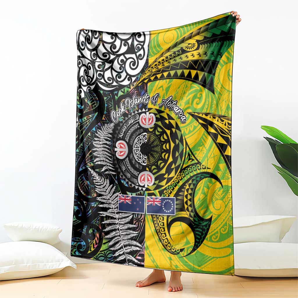 New Zealand and Cook Islands Together Blanket Tatau Art Tribal Pattern-Maori Tattoo with Fern and Paua Shell LT03 - Polynesian Pride