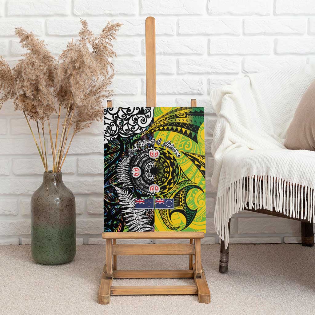New Zealand and Cook Islands Together Canvas Wall Art Tatau Art Tribal Pattern-Maori Tattoo with Fern and Paua Shell LT03 - Polynesian Pride