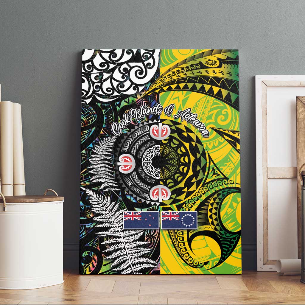 New Zealand and Cook Islands Together Canvas Wall Art Tatau Art Tribal Pattern-Maori Tattoo with Fern and Paua Shell LT03 - Polynesian Pride
