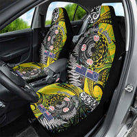 New Zealand and Cook Islands Together Car Seat Cover Tatau Art Tribal Pattern-Maori Tattoo with Fern and Paua Shell LT03 - Polynesian Pride