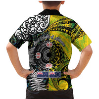 New Zealand and Cook Islands Together Family Matching Mermaid Dress and Hawaiian Shirt Tatau Art Tribal Pattern-Maori Tattoo with Fern and Paua Shell LT03 - Polynesian Pride