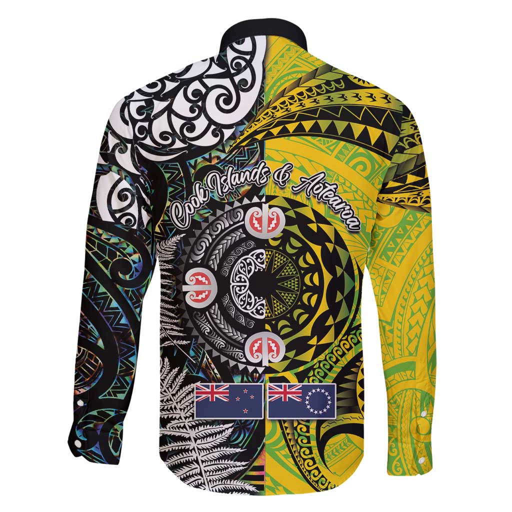 New Zealand and Cook Islands Together Family Matching Off Shoulder Maxi Dress and Hawaiian Shirt Tatau Art Tribal Pattern-Maori Tattoo with Fern and Paua Shell LT03 - Polynesian Pride