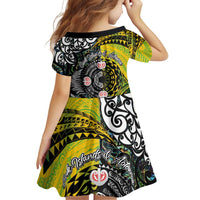 New Zealand and Cook Islands Together Family Matching Puletasi and Hawaiian Shirt Tatau Art Tribal Pattern-Maori Tattoo with Fern and Paua Shell LT03 - Polynesian Pride
