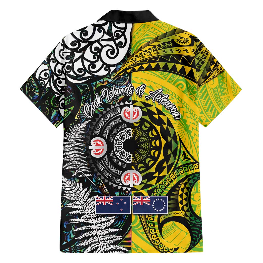New Zealand and Cook Islands Together Family Matching Short Sleeve Bodycon Dress and Hawaiian Shirt Tatau Art Tribal Pattern-Maori Tattoo with Fern and Paua Shell LT03 - Polynesian Pride
