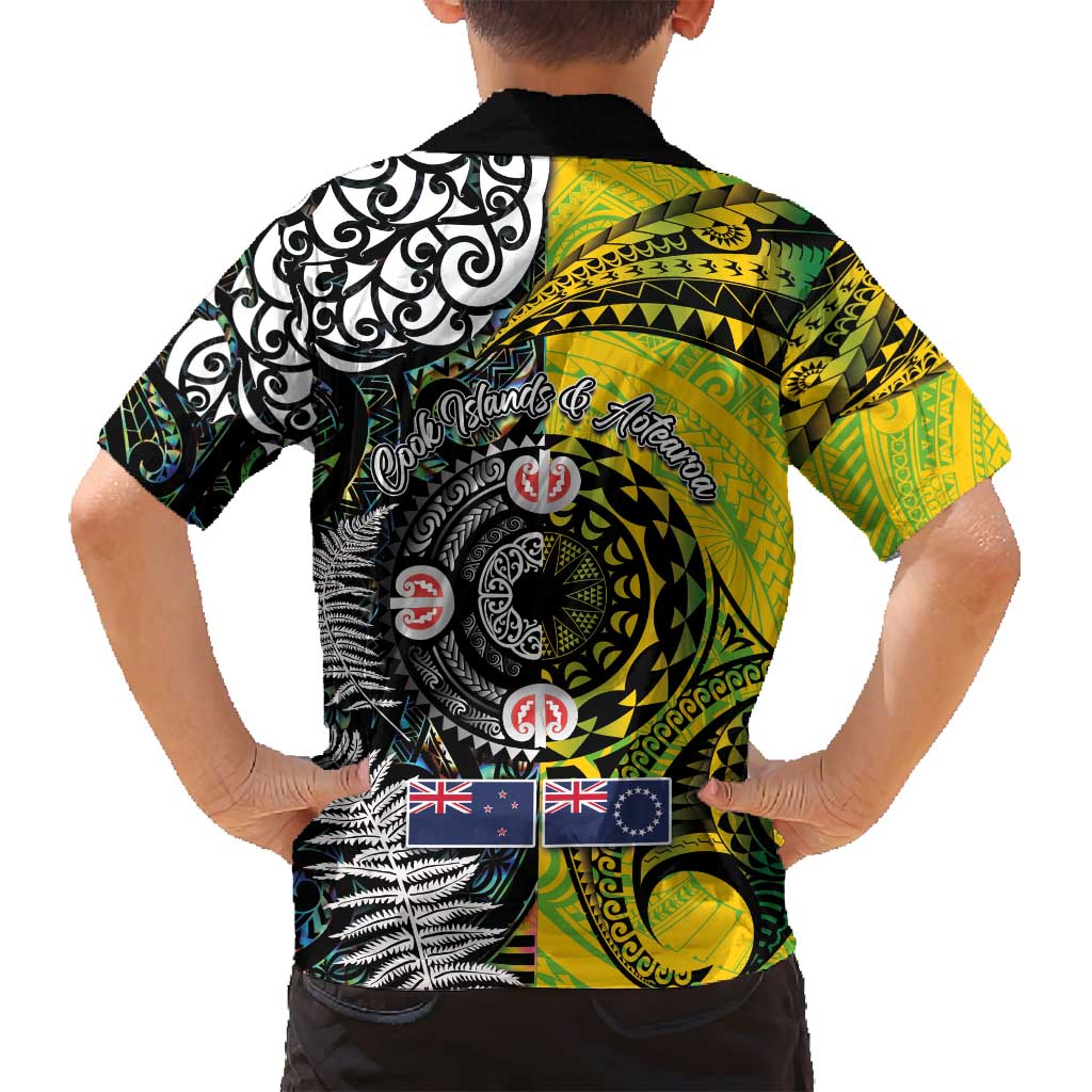 New Zealand and Cook Islands Together Family Matching Tank Maxi Dress and Hawaiian Shirt Tatau Art Tribal Pattern-Maori Tattoo with Fern and Paua Shell LT03 - Polynesian Pride