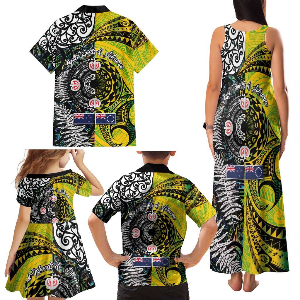 New Zealand and Cook Islands Together Family Matching Tank Maxi Dress and Hawaiian Shirt Tatau Art Tribal Pattern-Maori Tattoo with Fern and Paua Shell LT03 - Polynesian Pride