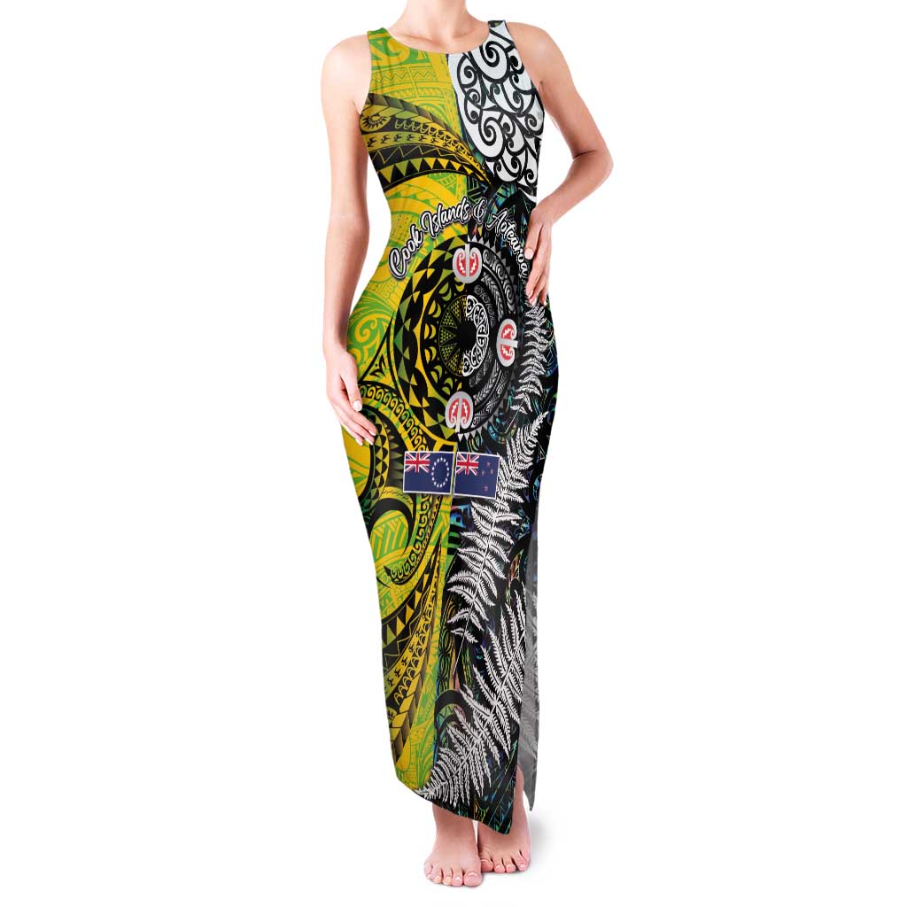 New Zealand and Cook Islands Together Family Matching Tank Maxi Dress and Hawaiian Shirt Tatau Art Tribal Pattern-Maori Tattoo with Fern and Paua Shell LT03 Mom's Dress Art - Polynesian Pride