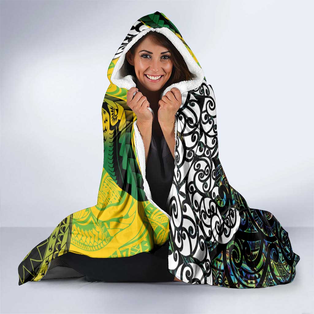 New Zealand and Cook Islands Together Hooded Blanket Tatau Art Tribal Pattern-Maori Tattoo with Fern and Paua Shell LT03 - Polynesian Pride