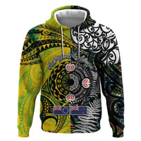 New Zealand and Cook Islands Together Hoodie Tatau Art Tribal Pattern-Maori Tattoo with Fern and Paua Shell LT03 Pullover Hoodie Art - Polynesian Pride