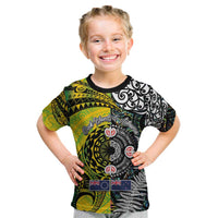 New Zealand and Cook Islands Together Kid T Shirt Tatau Art Tribal Pattern-Maori Tattoo with Fern and Paua Shell LT03 Art - Polynesian Pride