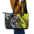 New Zealand and Cook Islands Together Leather Tote Bag Tatau Art Tribal Pattern-Maori Tattoo with Fern and Paua Shell