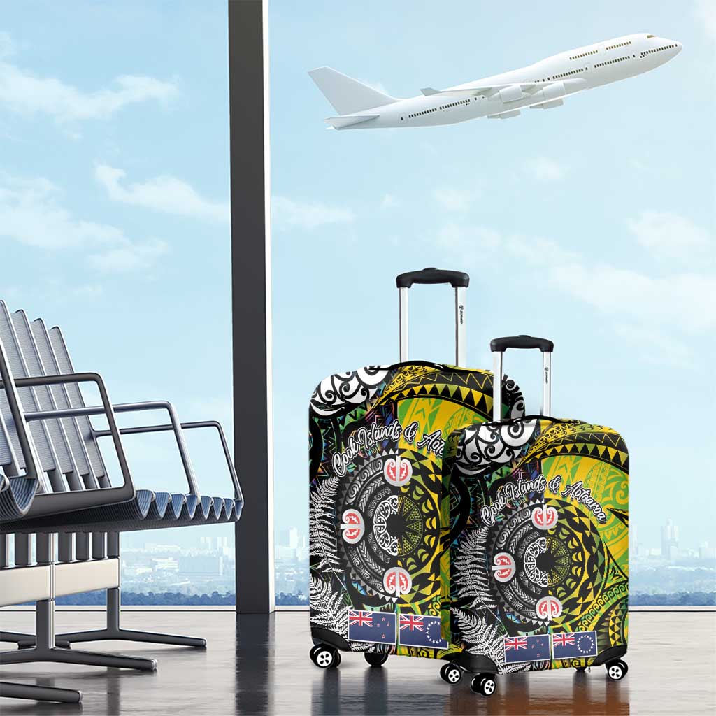 New Zealand and Cook Islands Together Luggage Cover Tatau Art Tribal Pattern-Maori Tattoo with Fern and Paua Shell LT03 - Polynesian Pride