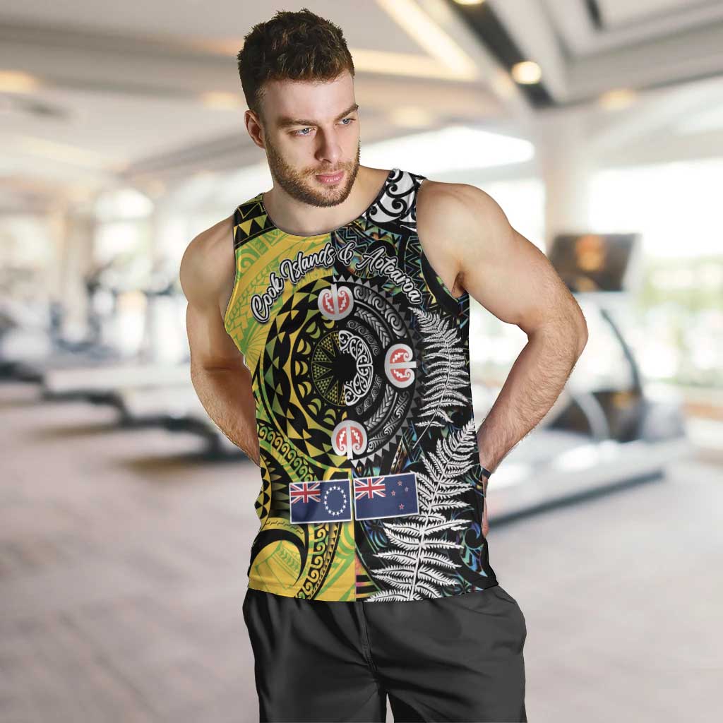 New Zealand and Cook Islands Together Men Tank Top Tatau Art Tribal Pattern-Maori Tattoo with Fern and Paua Shell LT03 Art - Polynesian Pride