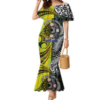 New Zealand and Cook Islands Together Mermaid Dress Tatau Art Tribal Pattern-Maori Tattoo with Fern and Paua Shell LT03 Women Art - Polynesian Pride