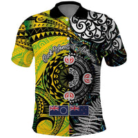 New Zealand and Cook Islands Together Polo Shirt Tatau Art Tribal Pattern-Maori Tattoo with Fern and Paua Shell LT03 Art - Polynesian Pride