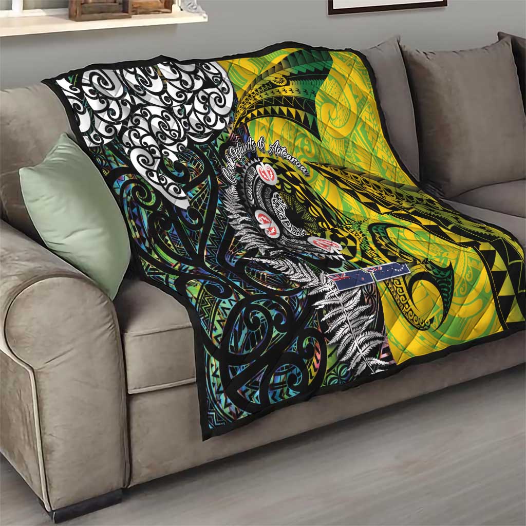 New Zealand and Cook Islands Together Quilt Tatau Art Tribal Pattern-Maori Tattoo with Fern and Paua Shell LT03 - Polynesian Pride